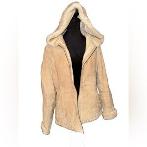 Y2K Sonoma Suede shell -Sherpa interior in beige size Large full zip‎ coat